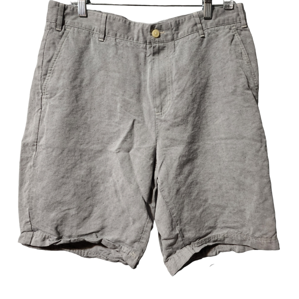 J.Hilburn Linen Cotton Blend Oxford Shorts Gray Size 36